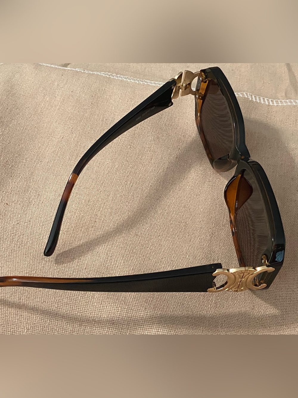 Celine Black and Tortoiseshell Sunglasses with Gold Accents